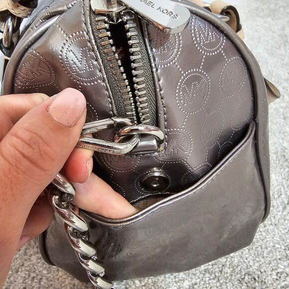 MICHAEL KORS metallic monogrammed satchel handbag - Picture 11 of 12